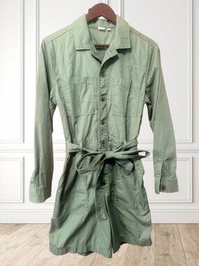 GAP Olive Green Utility Romper Belted Long Sleeve Jumpsuit